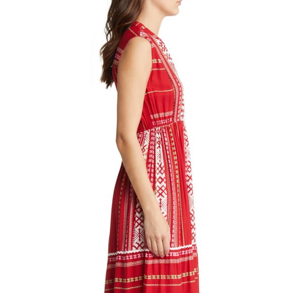 Area Stars Hudson Spring Summer Dress Red White Long Maxi dress, Sleeveless boho - Picture 5 of 8